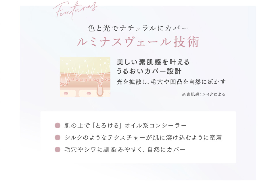 色と光でナチュラルにカバー　ルミナスヴェール技術