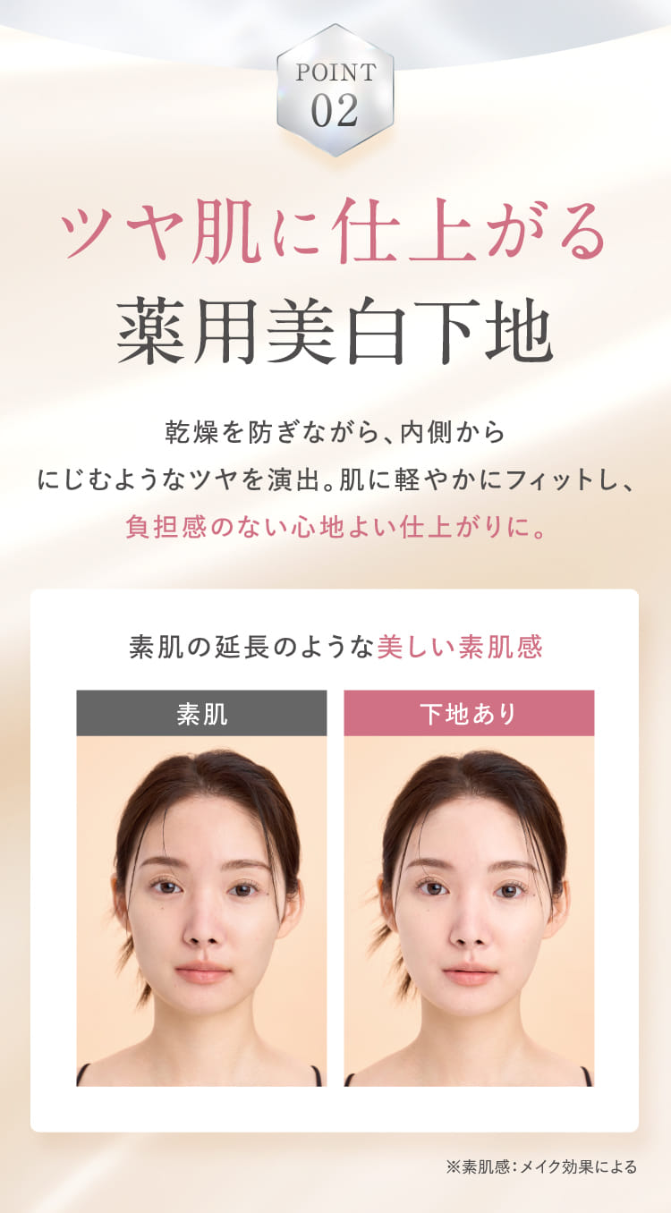ツヤ肌に仕上がる薬用美白下地