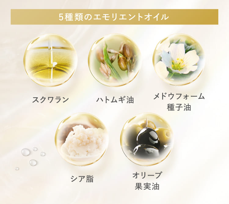 5種類のエモリエントオイル