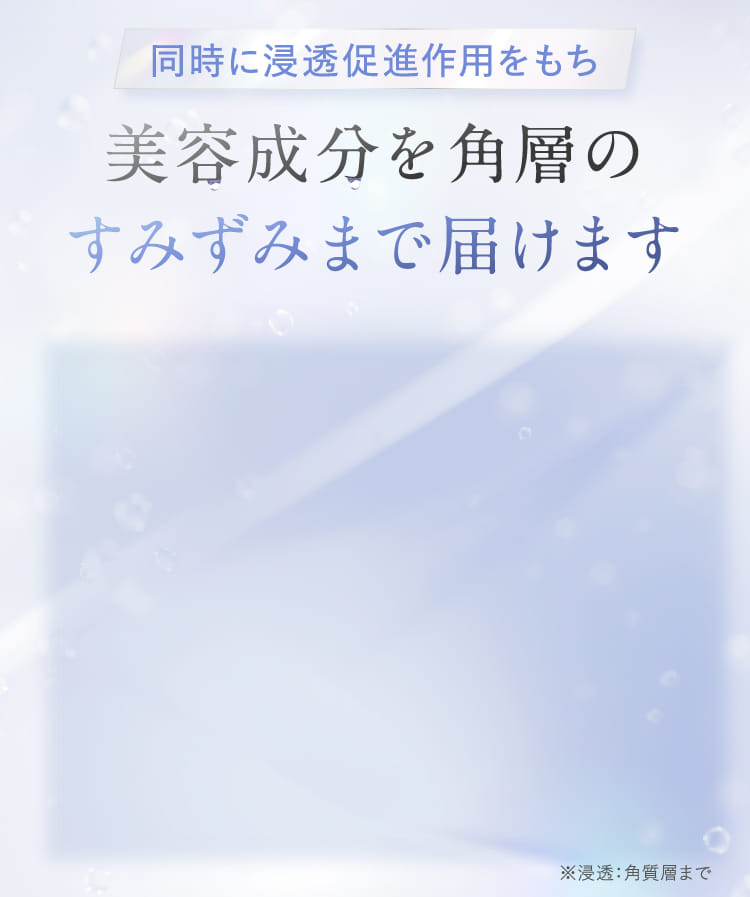 同時に浸透促進作用を持ち美容成分を角層のすみずみまで届けます