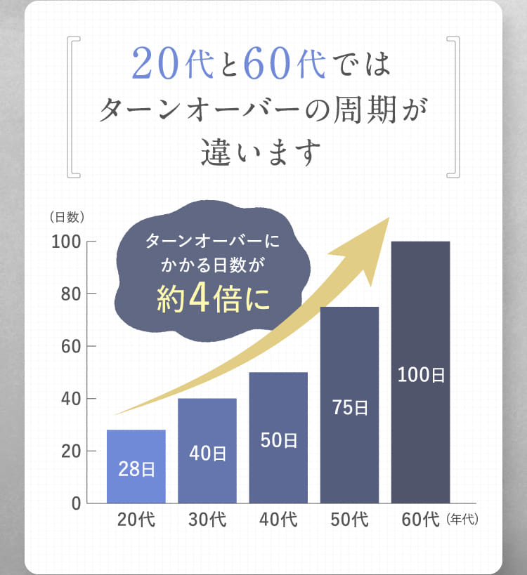 20代と60代ではターンオーバーの周期が違います
