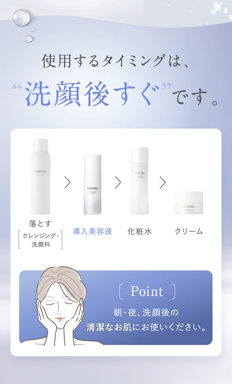 使用するタイミングは、洗顔後すぐです。