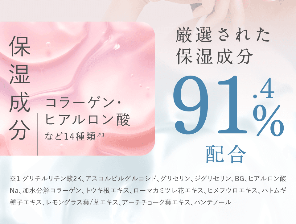 厳選された保湿成分91.4%配合