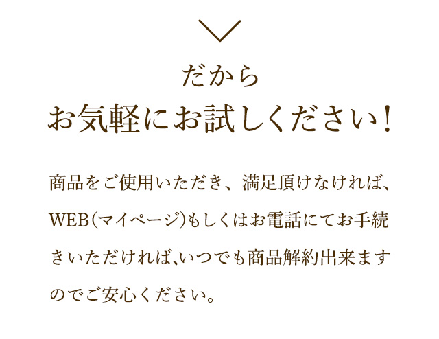 だからお気軽にお試しください！