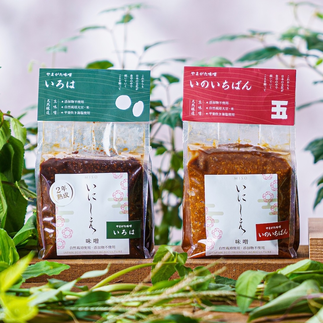 【２個セット】いにしえ味噌「いのいちばん」＋「いろは」（各800g）　山形のお味噌の２種の組み合わせ 　無添加・天然醸造
