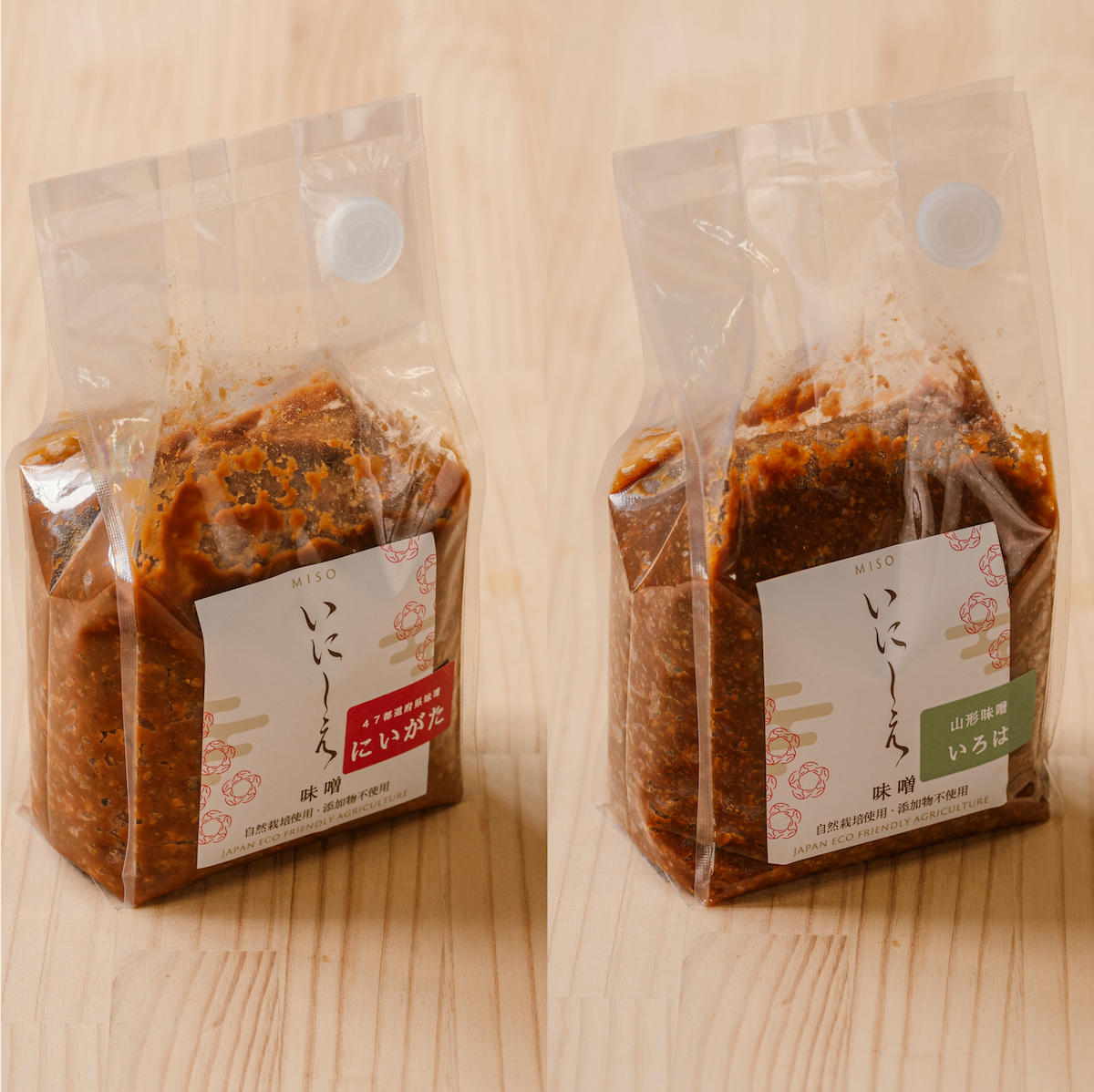 【定期便】いにしえ味噌「いろは」＋「にいがた」800g×２パックセット　安心安全な自然栽培・無添加　毎週・毎月・２・3ヶ月ごとにお届けの定期便。