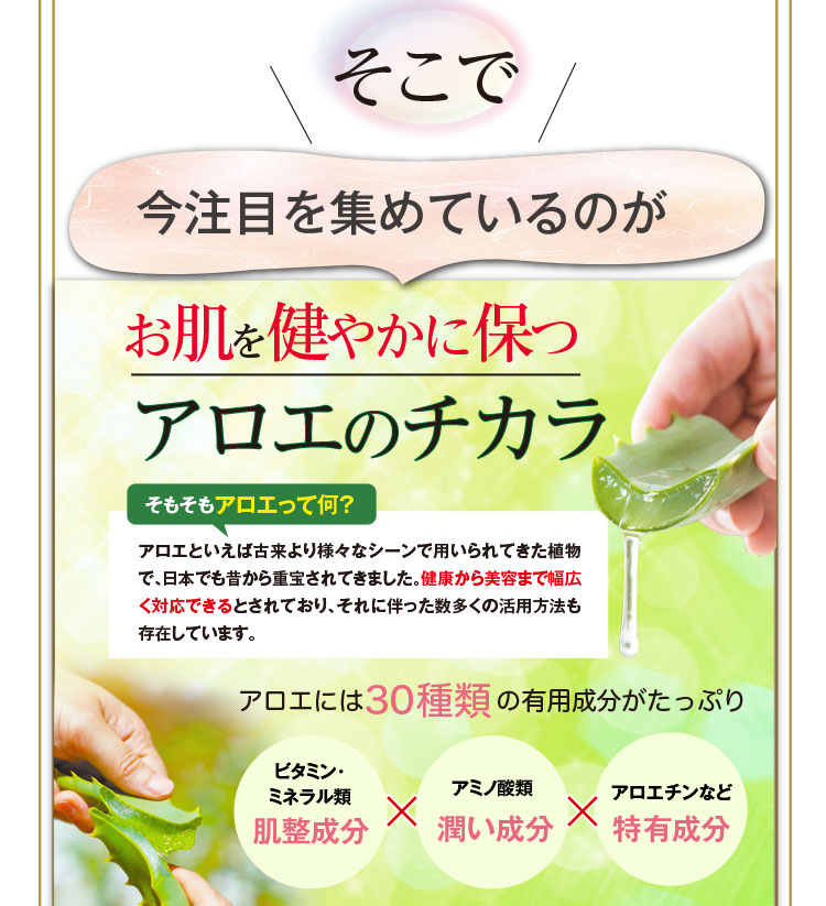 今注目を集めているのがお肌を健やかに保つアロエのチカラ