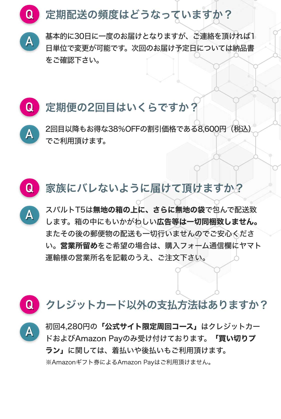 家族にバレない。いかがわしい広告なし。無地の箱の上に、無地の袋で包んで配送。営業所留め可能。買い切りプランはクレジットカードやAmazon Payの他に、着払いや後払いもご利用可能。