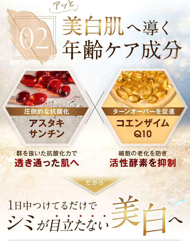 秘密02.アッと美白肌へ導く年齢ケア成分
