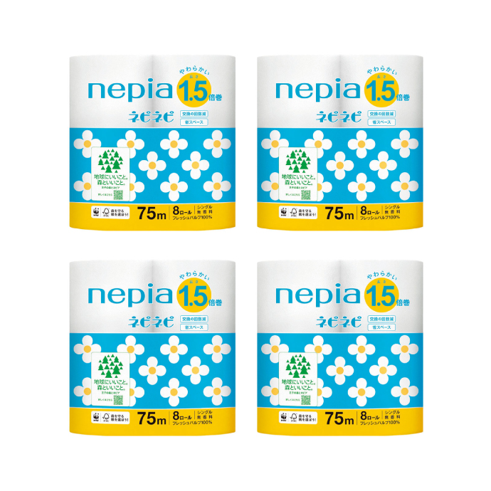 ネピネピトイレットロール1.5倍巻き8Rシングル×4パック