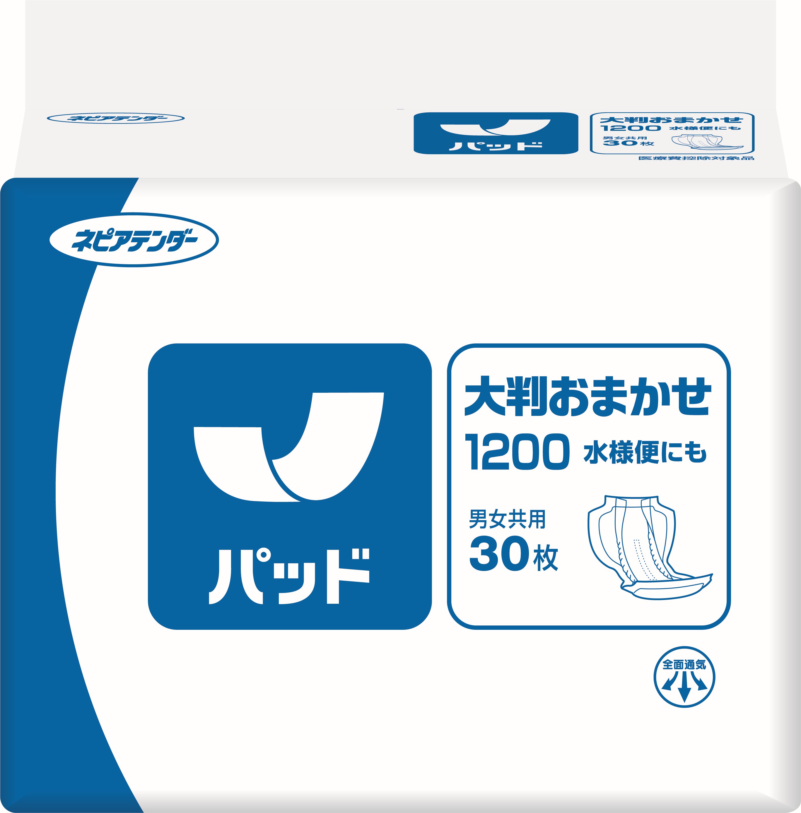 【ケース販売】ネピアテンダー 大判おまかせ1200水様便にも 30枚×3パック