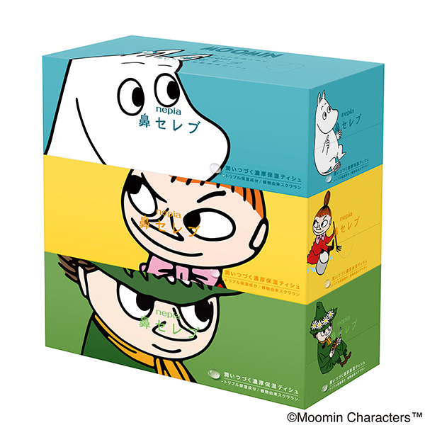 【ケース販売】ネピア鼻セレブティシュ3個パック　ムーミン柄企画パッケージ