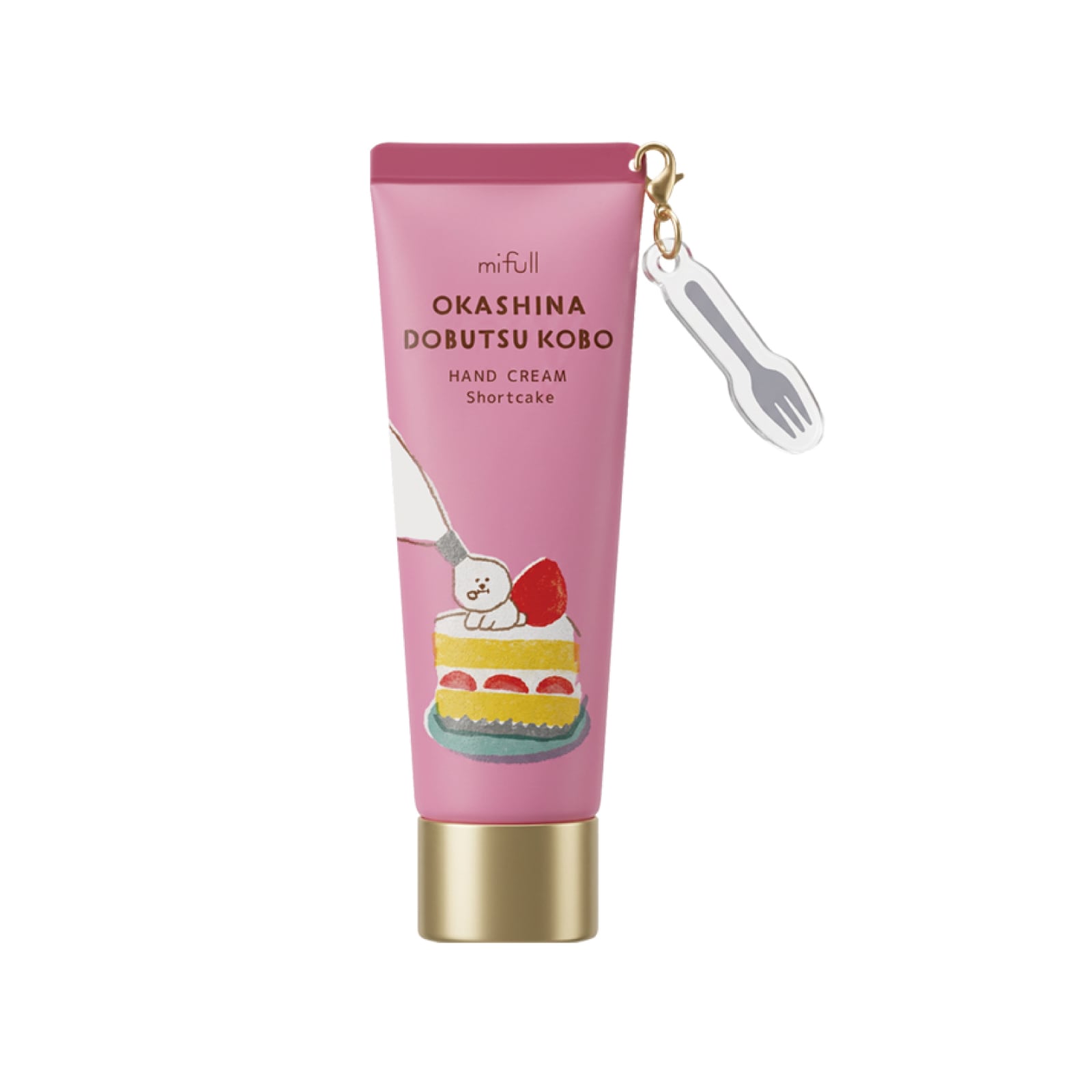 【mifull】お菓子などうぶつ工房 チャーム付ハンドクリーム ショートケーキ｜ハンドクリーム チャーム付き プレゼント ギフト 猫