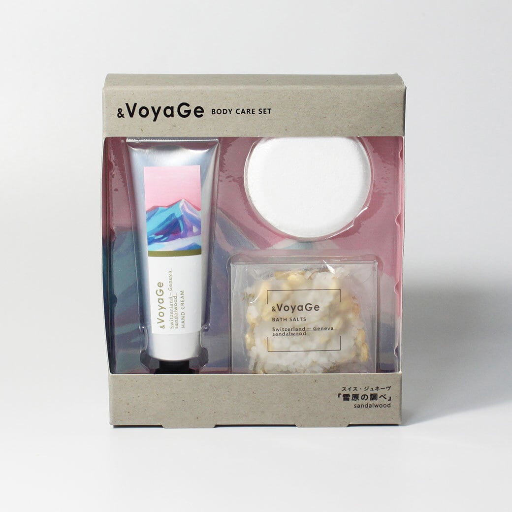 【mifull】&VoyaGe ボディケアセット スイス｜ギフト CICA配合 サンダルウッドの香り ハンドクリーム バスソルト