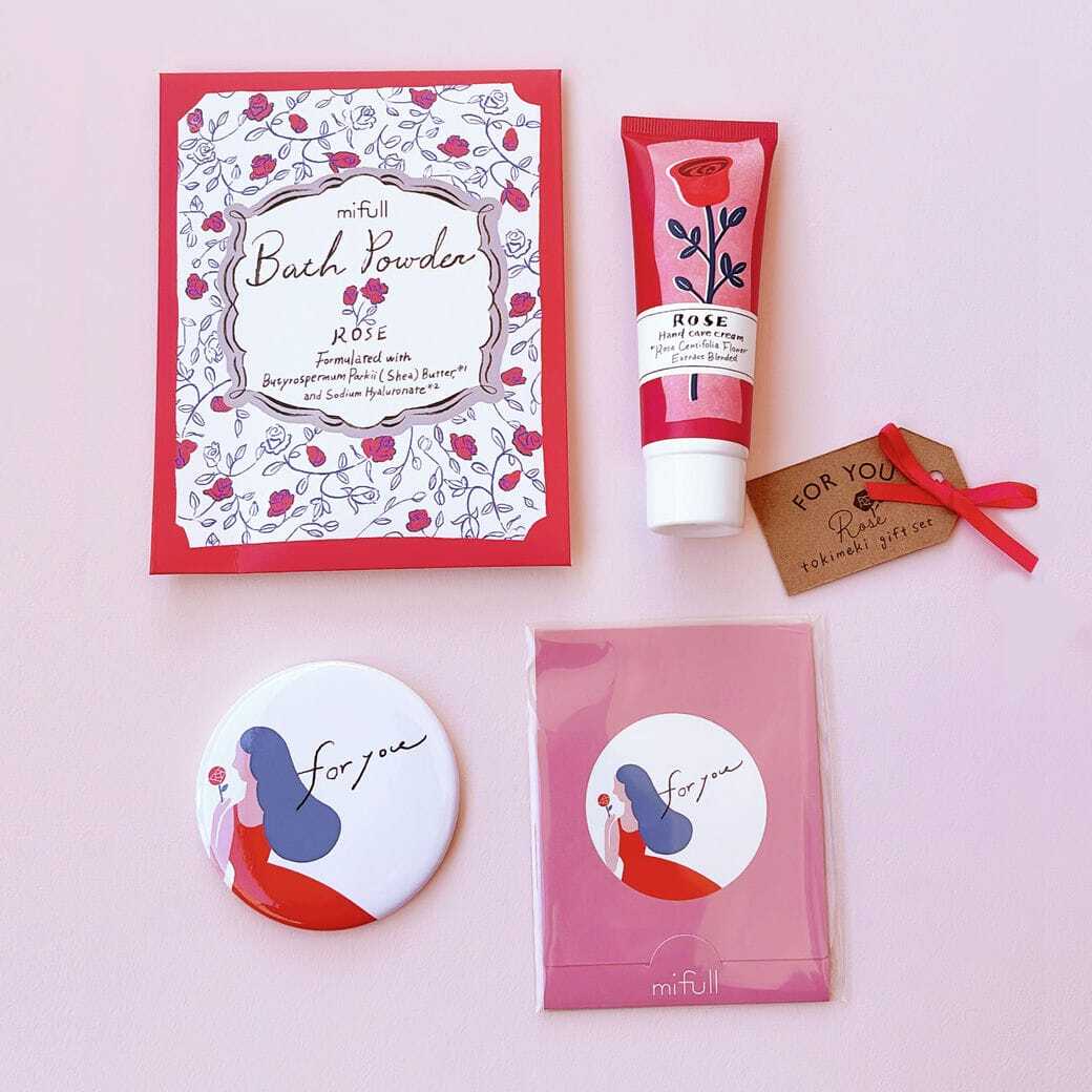 【mifull】tokimeki gift set ローズ｜ギフトセット ローズの香り ハンドクリーム バスパウダー