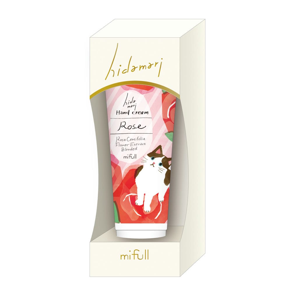 【mifull】hidamariハンドクリームローズ｜ローズの香り 高保湿 シアバター配合 猫デザイン ギフト