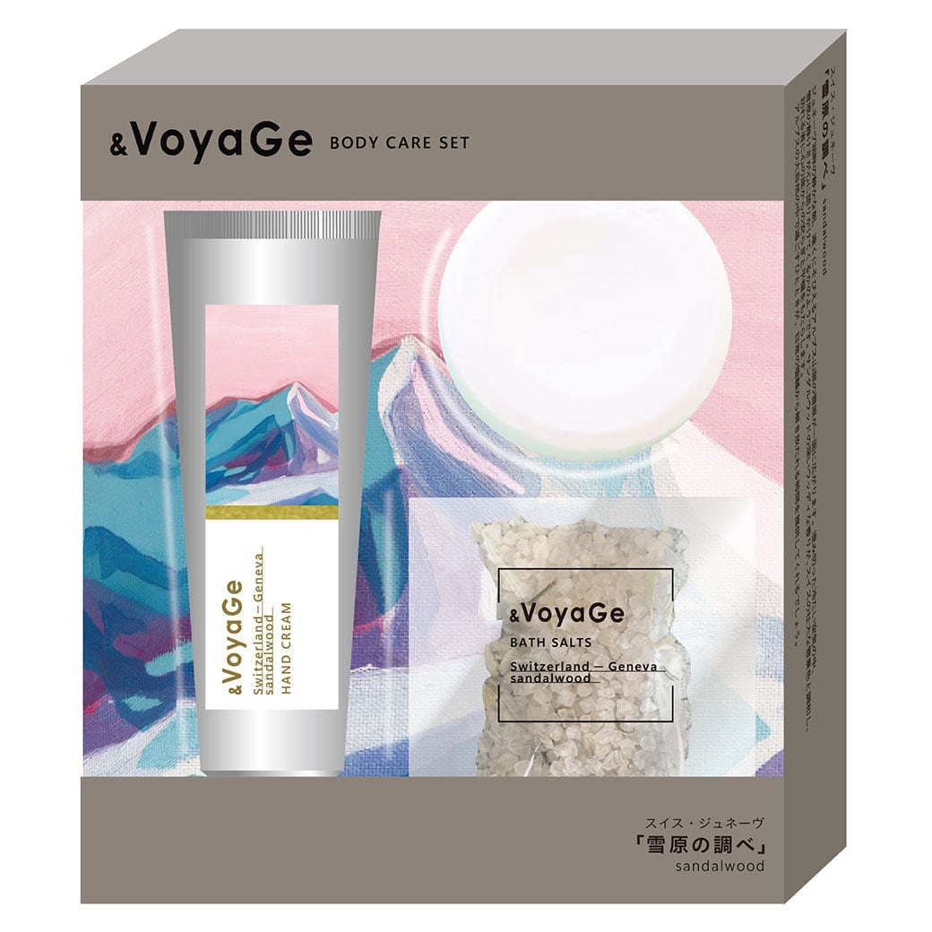 【mifull】&VoyaGe ボディケアセット スイス｜ギフト CICA配合 サンダルウッドの香り ハンドクリーム バスソルト