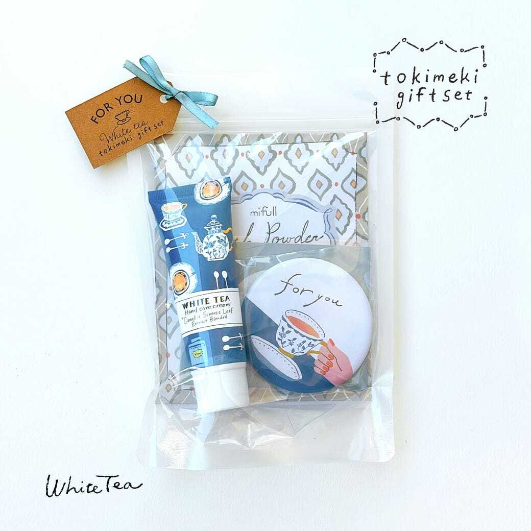 【mifull】tokimeki gift set ホワイトティー｜ギフトセット ホワイトティーの香り ハンドクリーム バスパウダー