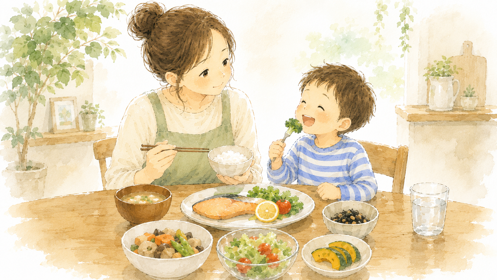 野菜を嫌がる子どもと母親