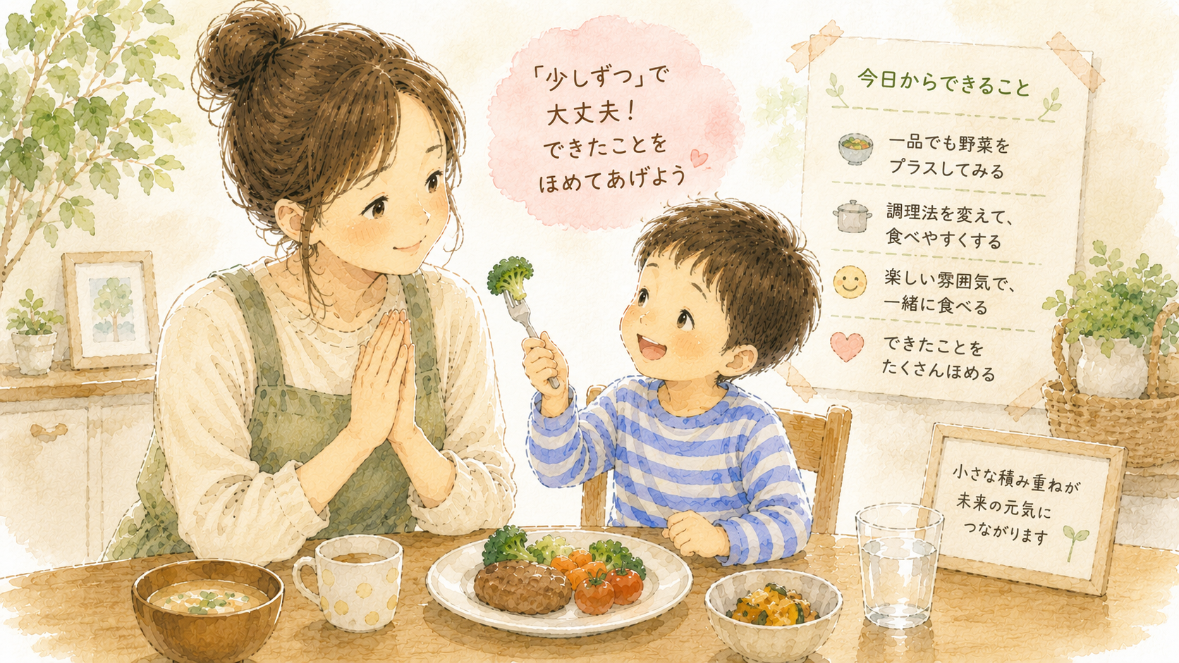 野菜を嫌がる子どもと母親