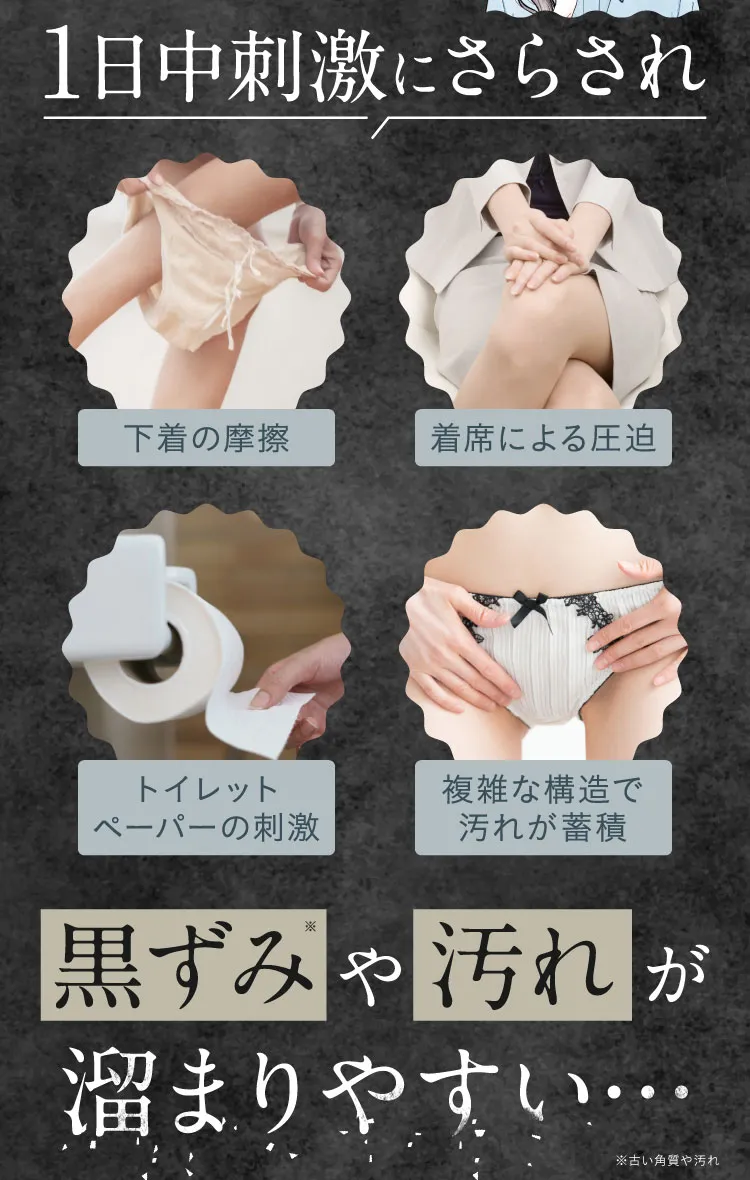 黒ずみや汚れが溜まりやすい