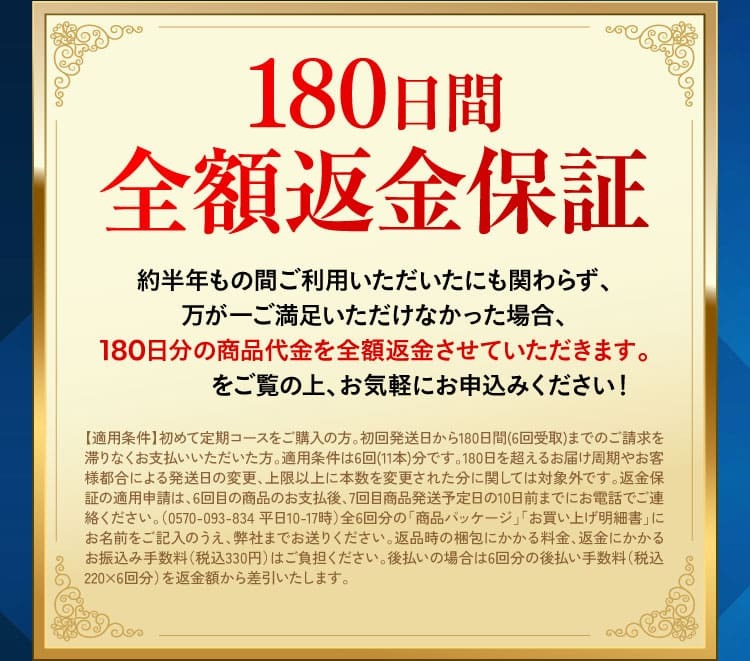 180日間全額返金保証