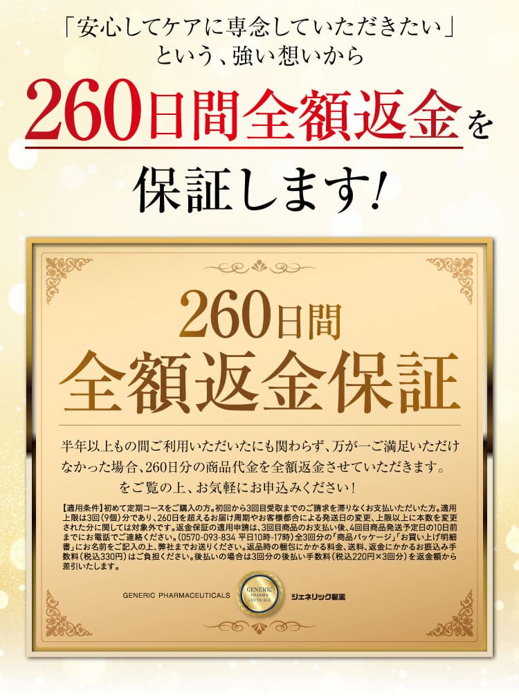 260日間の返金保証