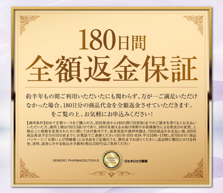 180日間返金保証