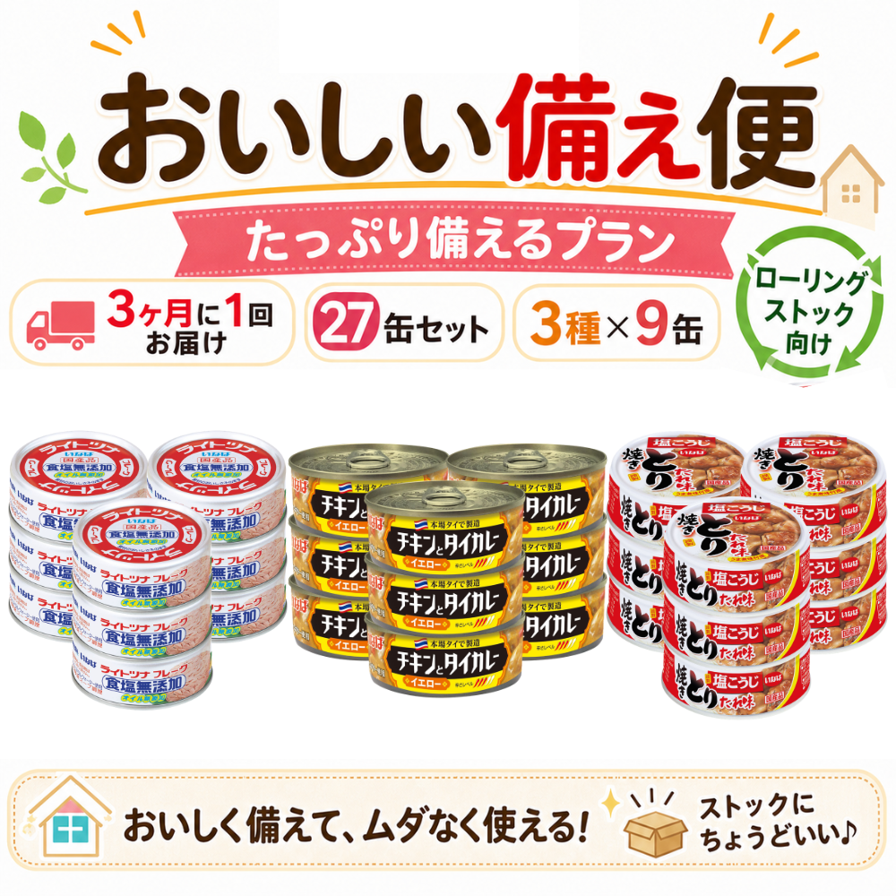 【サマーセール対象定期初回50%ポイントバック】  いなばのおいしい備え便 たっぷり備えるプラン