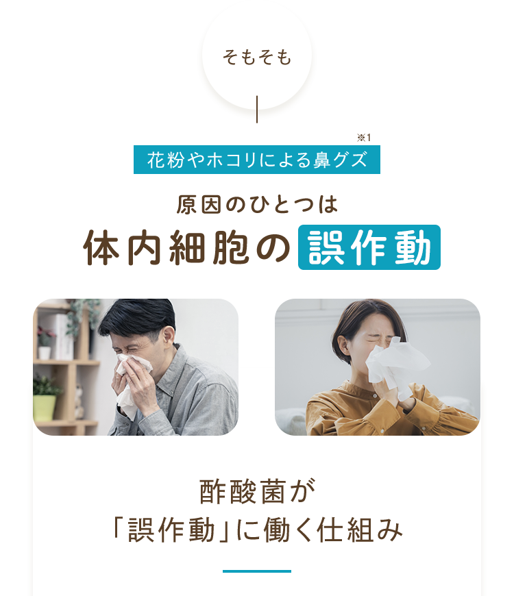 そもそも花粉やホコリによる鼻グズの原因のひとつは体内細胞の誤作動
