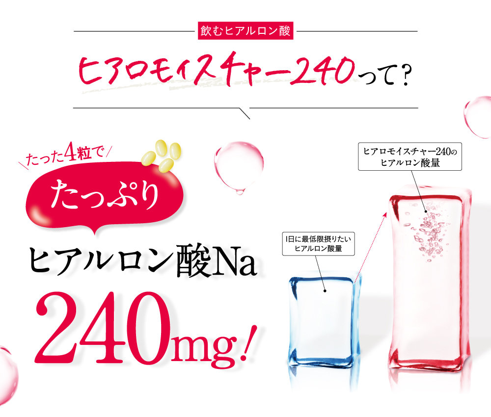 たった4粒でたっぷりヒアルロン酸Na240mg！