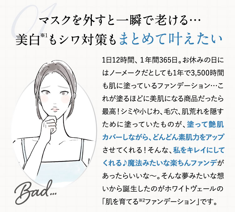マスクを外すと一瞬で老ける…美白もシワ対策もまとめて叶えたい
