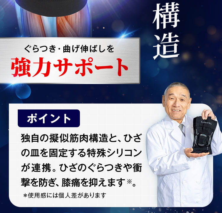 ぐらつき・曲げ伸ばしを強力サポート