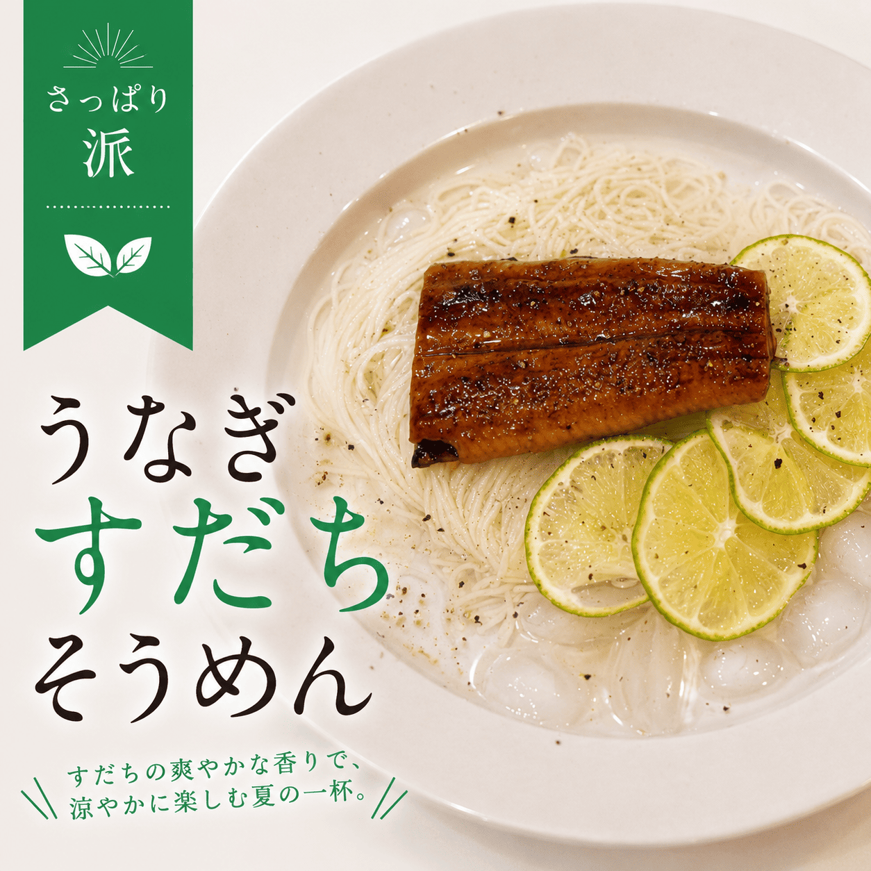 【レシピ】さっぱり派<br>うなぎすだちそうめん