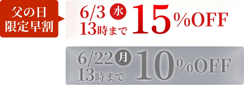6/3（水）13時まで 15％OFF