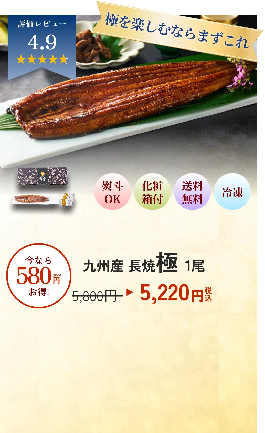 無理なく贈れる10枚セット 九州産 長焼極 1尾 5220円