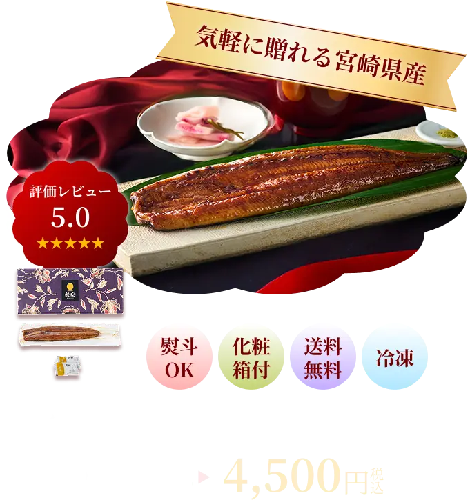 気軽に送れる宮崎県産 宮崎県産 うなぎ長焼【特】1尾 4500円