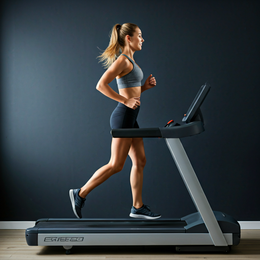 ジムでランニングする女性