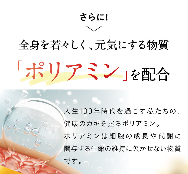 さらに！全身を若々しく、元気にする物質「ポリアミン」を配合