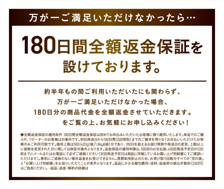 エクサバスは180日間全額返金保証