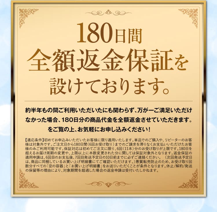 180日間全額返金保証