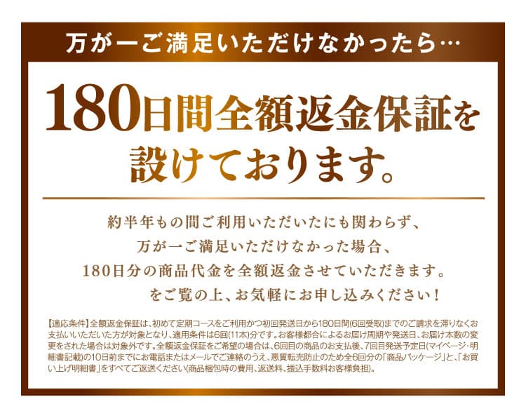 180日間全額返金保証