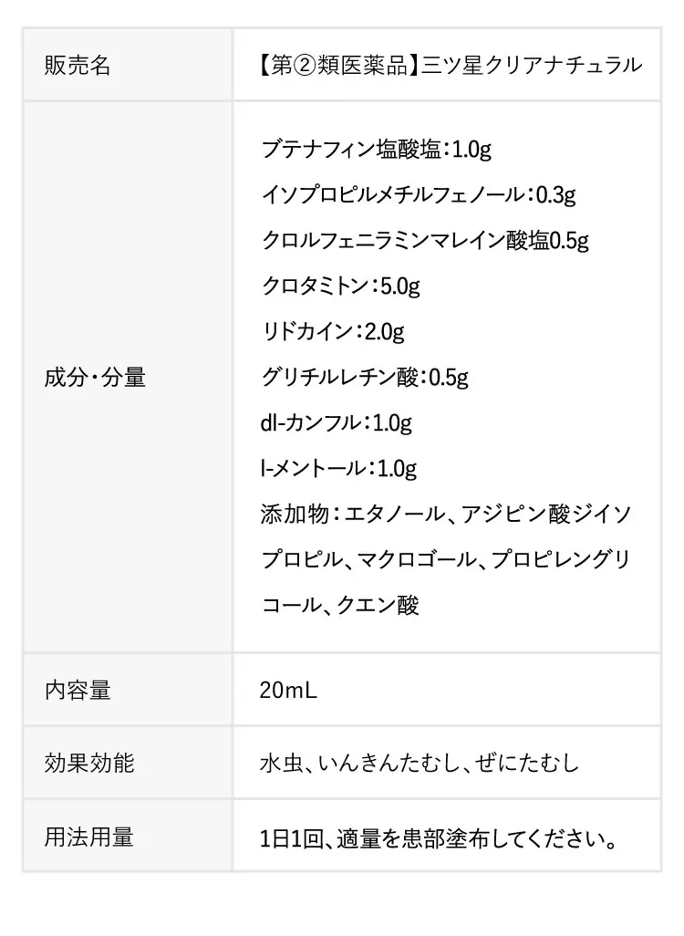 三ツ星クリアナチュラル成分