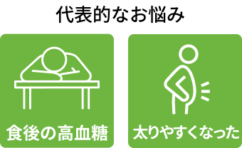代表的なお悩み 食後の高血糖 太りやすくなった