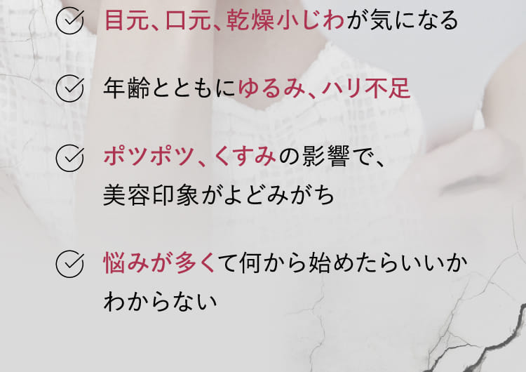 目元、口元、乾燥小じわが気になる...