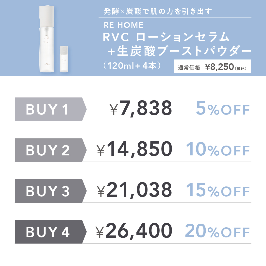【Up to 30%OFF】RE HOME RVCローションセラム＋生炭酸パウダー