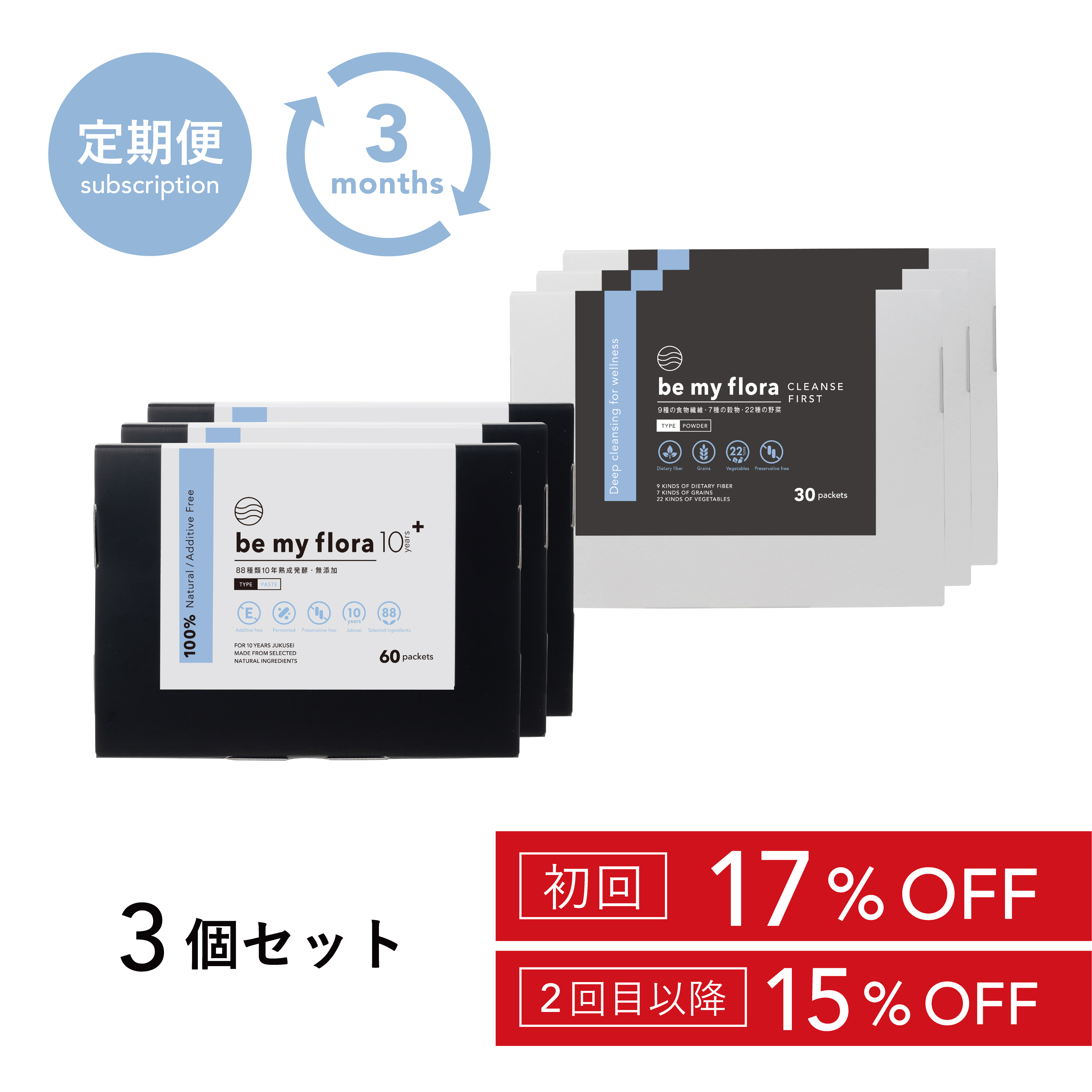 【定期】be my flora 10年熟成酵素＋＆クレンズファーストセット（3＋3）