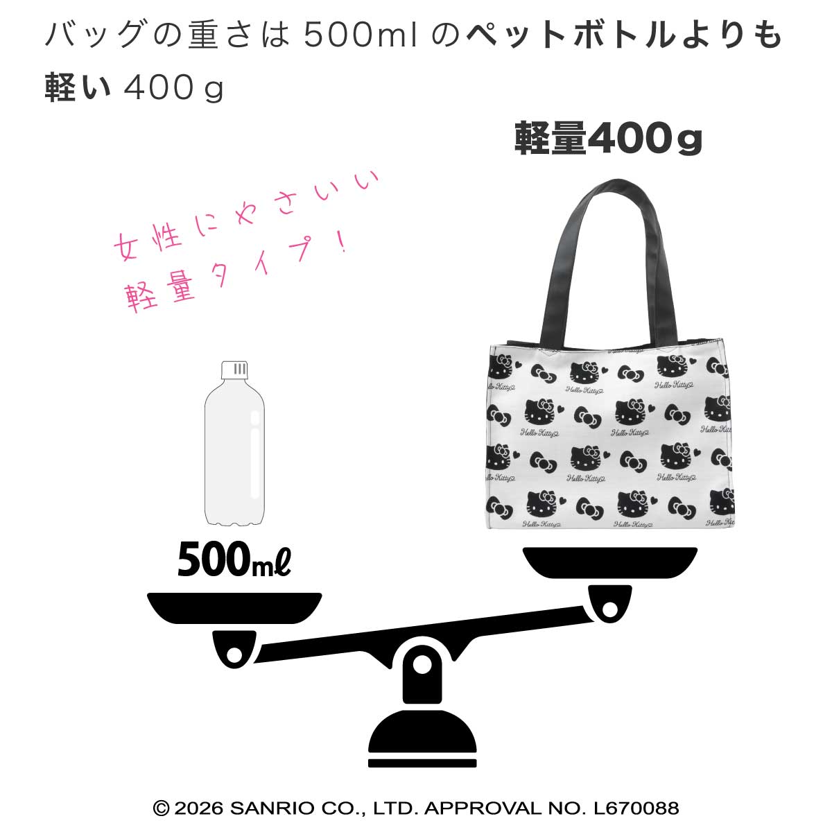 ハローキティ・桐生織トート（白ベース）