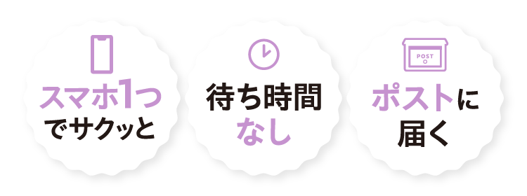 スマホ1つでサクッと 待ち時間なし ポストに届く