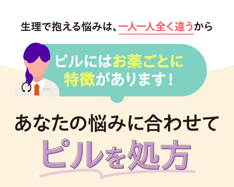 あなたの悩みに合わせてピルを処方